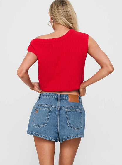Dreamful Low Rise Mini Denim Shorts Mid Blue Wash