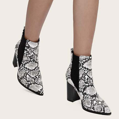 Chunky Heel Chelsea Booties Pointy Toe Western Ankle Boots