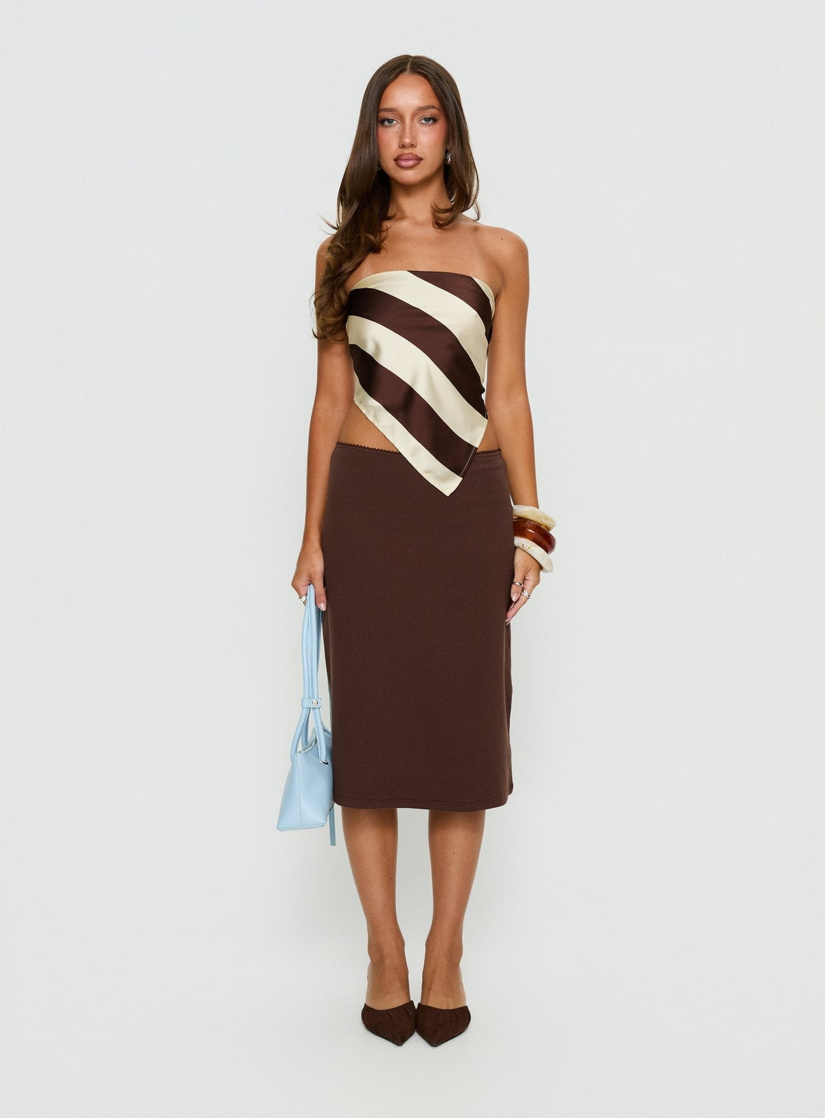 Baseline Rib Midi Skirt Chocolate