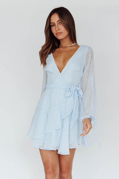 Sheri Hail Spot Chiffon Dress Blue