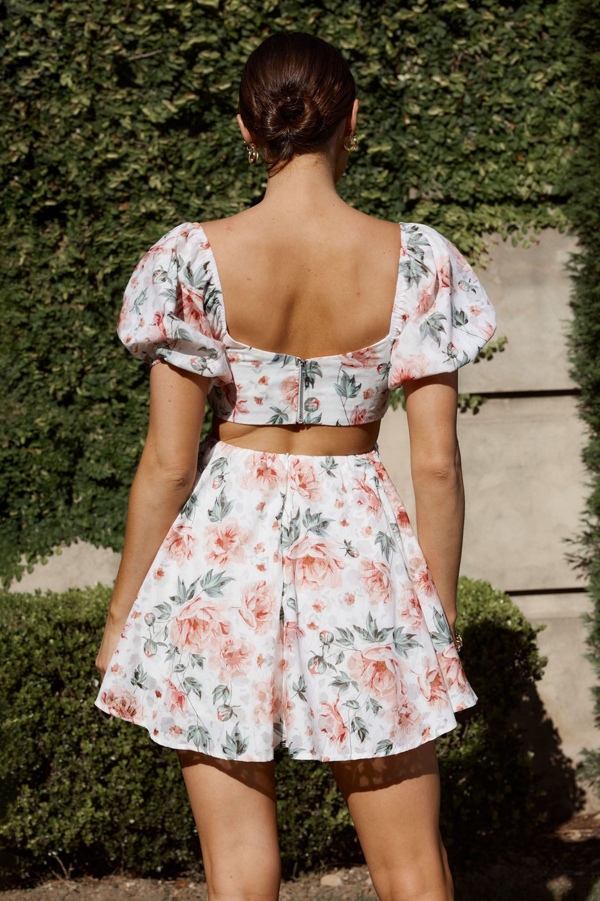 You're So Magic Cut-Out Mini Dress Floral Peach
