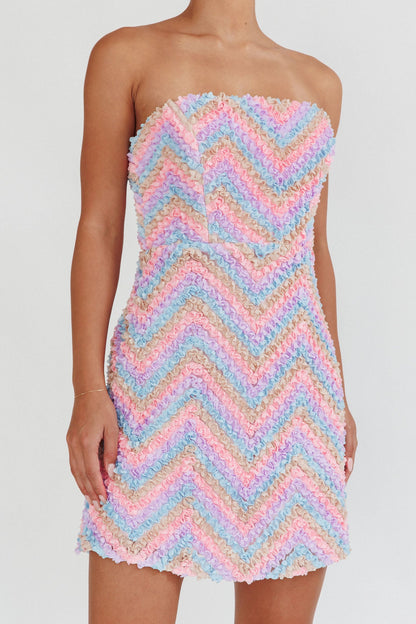 In Paris Embellished Chevron Mini Dress Lilac