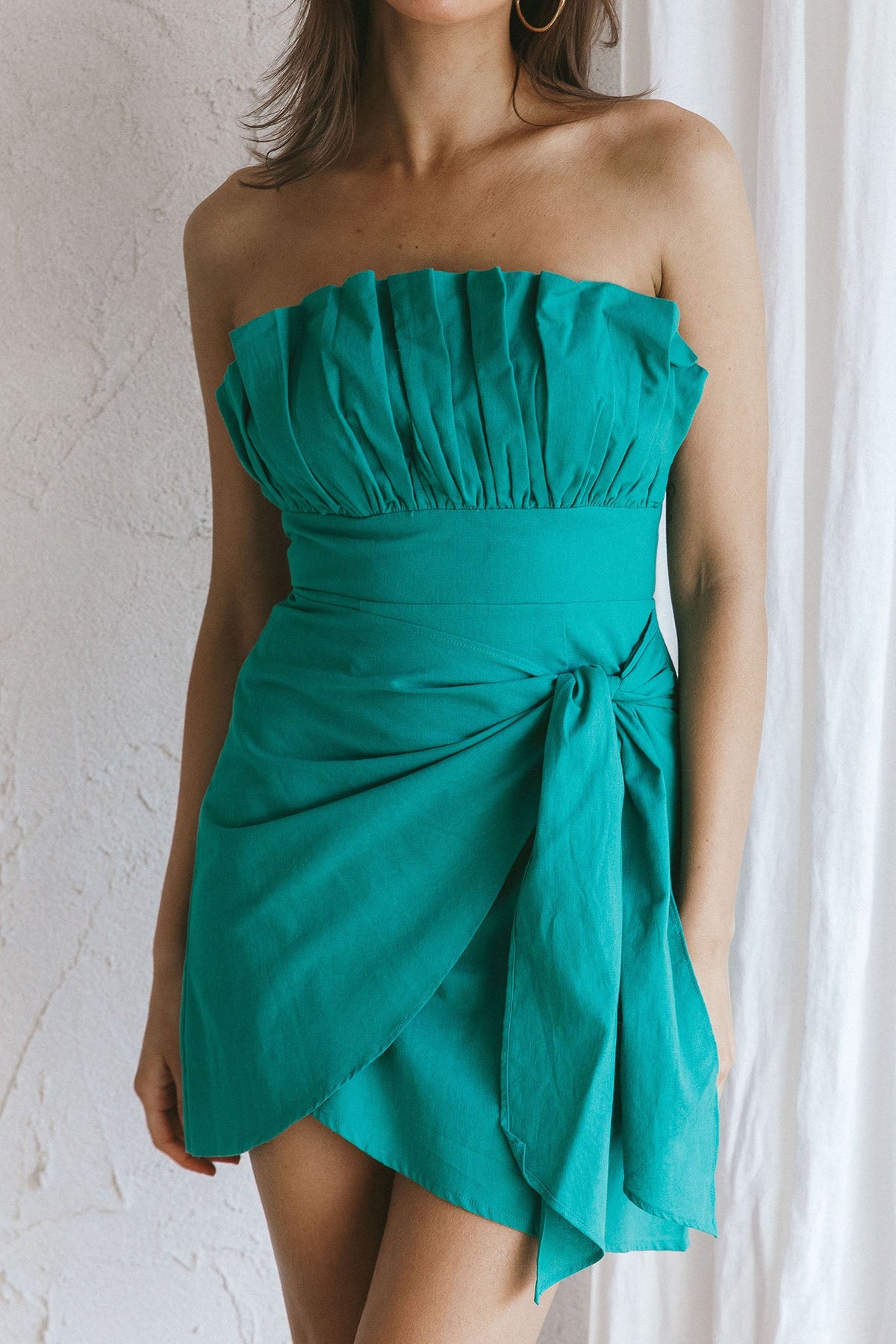 Sunkissed Faux Wrap Mini Dress Green
