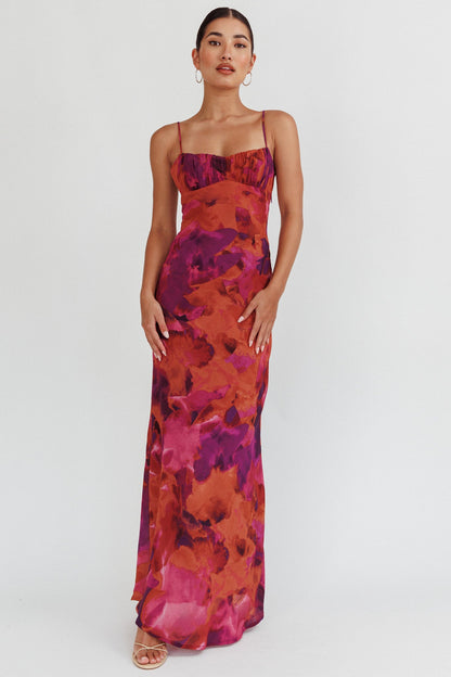 Nerida Low Back Twist Maxi Dress Dark Rose