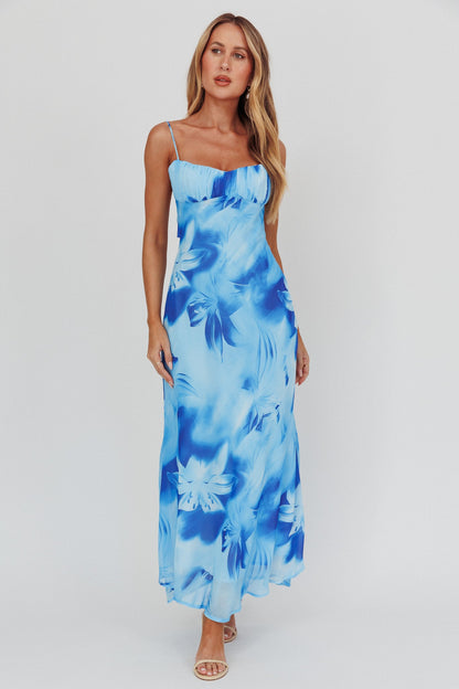 Nerida Low Back Twist Maxi Dress Lily Blue
