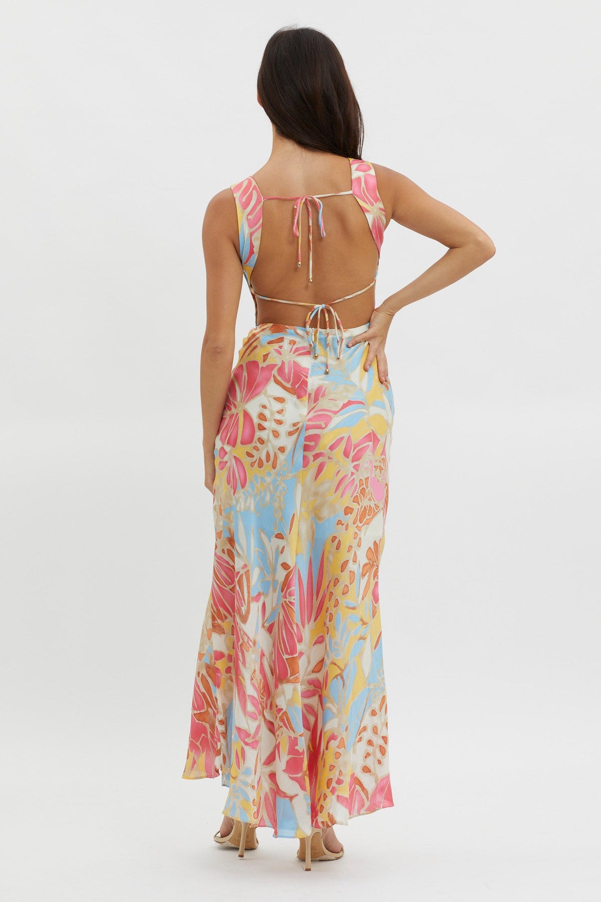 Casuarina Gathered Bust Midi Dress Blue