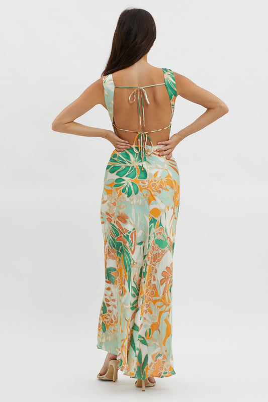 Casuarina Gathered Bust Midi Dress Green