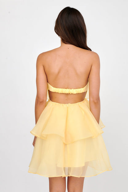 Behati Tiered Layer Mini Dress Yellow
