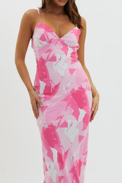 Ciao, Bella Tie Back Print Dress Pink