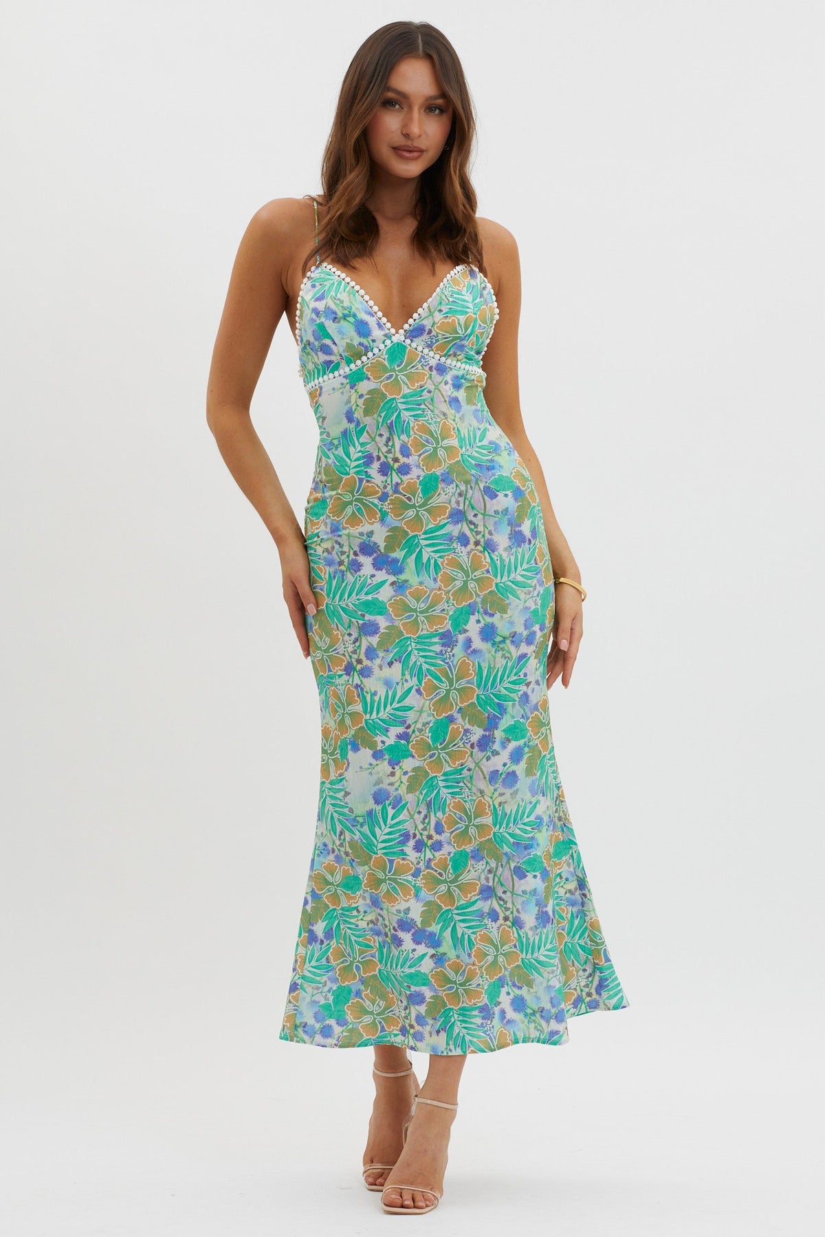New Acquaintance Low Back Dress Floral Blue