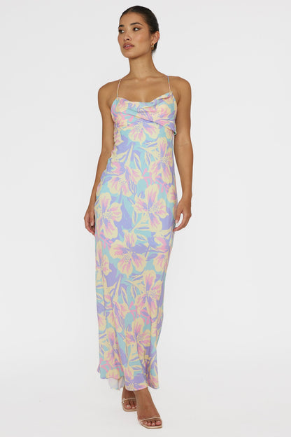 Libby Scoop Back Maxi Dress Floral Blue