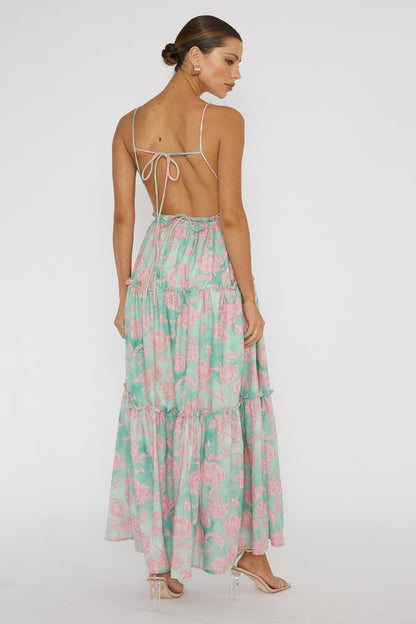 Candid Shot Open Back Midi Dress Floral Pink