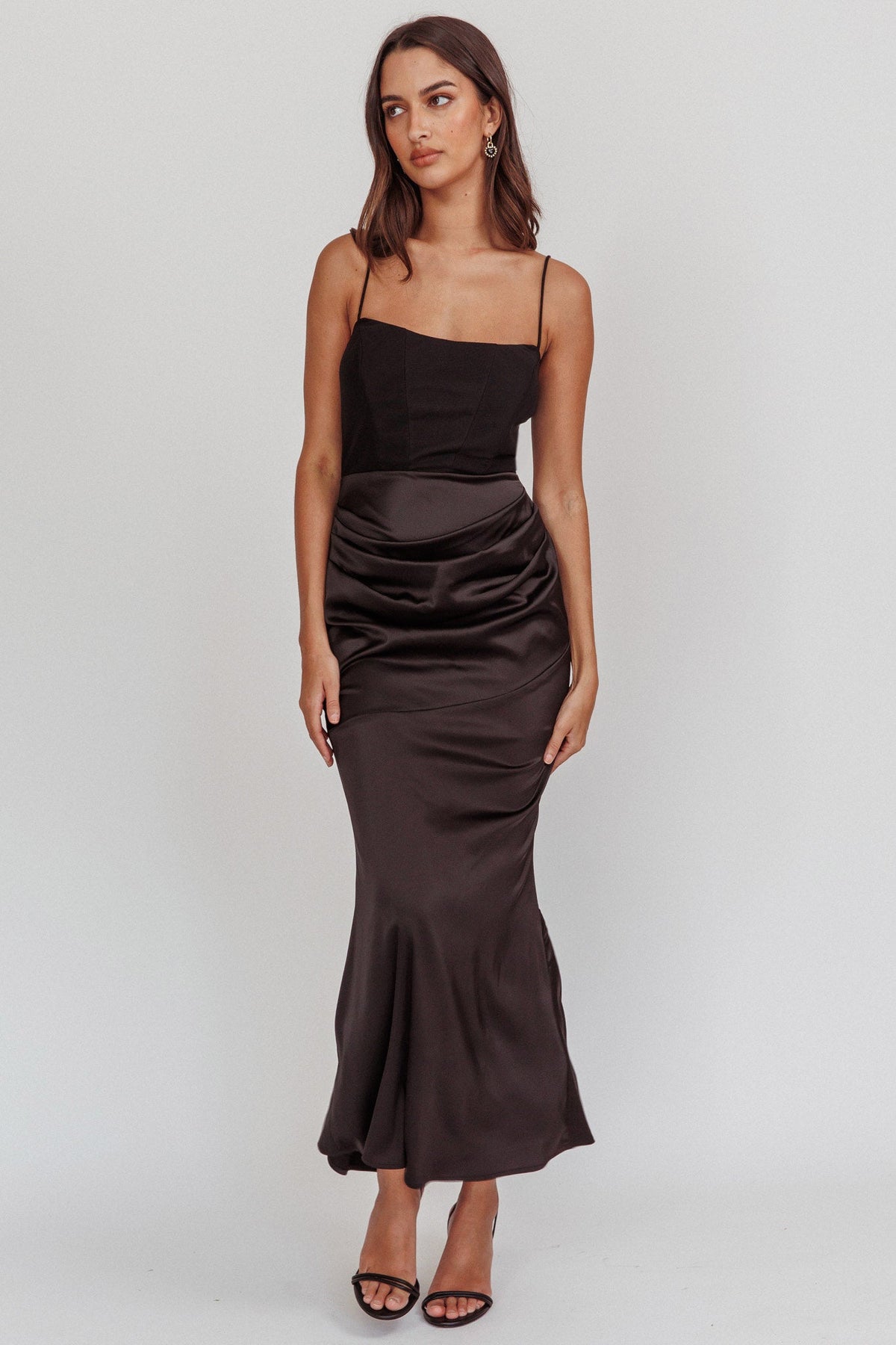 Morella Draped Waist Maxi Dress Black