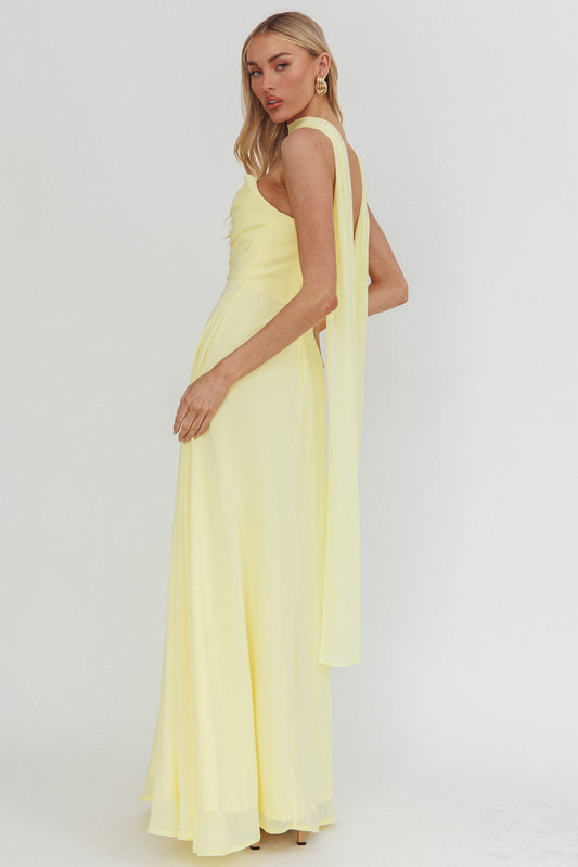 Kaycee Strapless Scarf Maxi Dress Yellow
