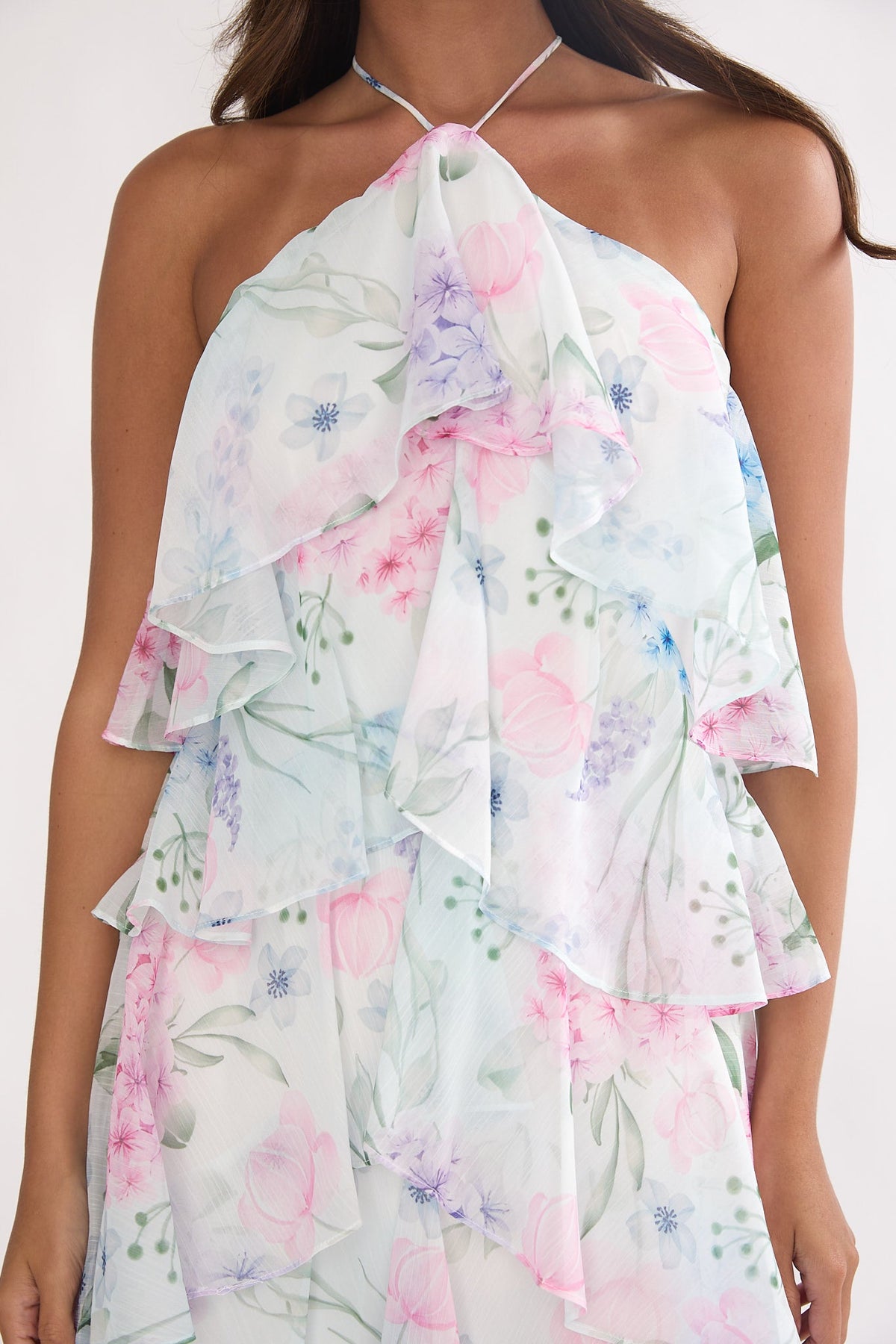 Darylyn Tiered Ruffle Maxi Dress Hydrangea Blue