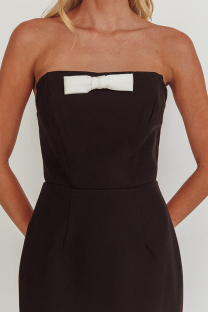Cocktail Party Strapless Bow Bust Maxi Dress Black