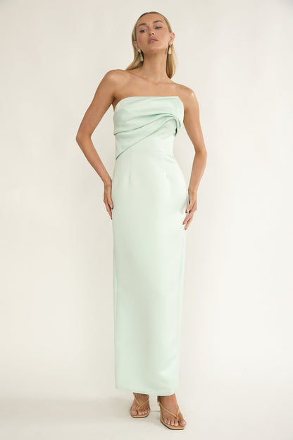 Fleur Sky Strapless Pleat Bust Maxi Dress Mint