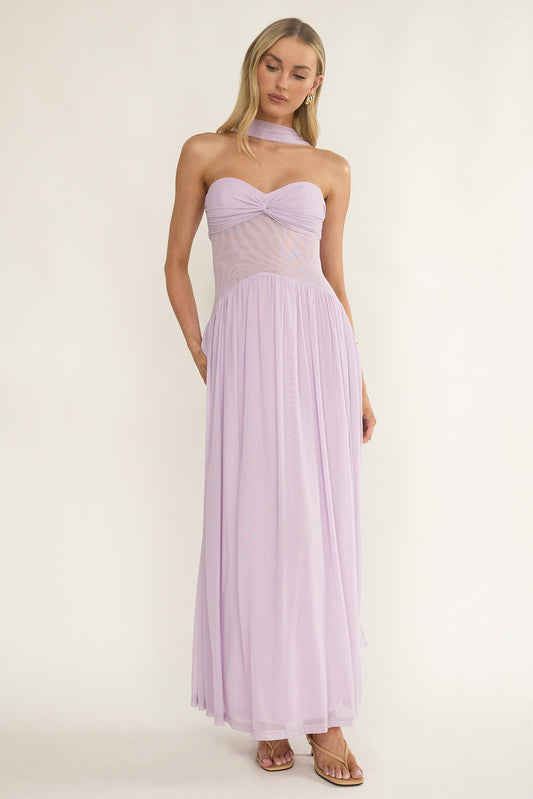 Annita Sheer Waist Maxi Dress Lilac