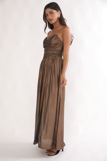 Marin Pointed Sweetheart Maxi Dress Gold
