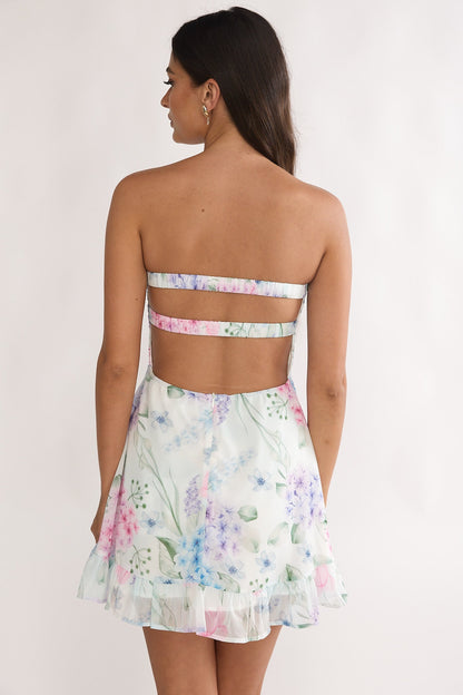 Gloria Day Tied Bust Strapless Mini Dress Lilac