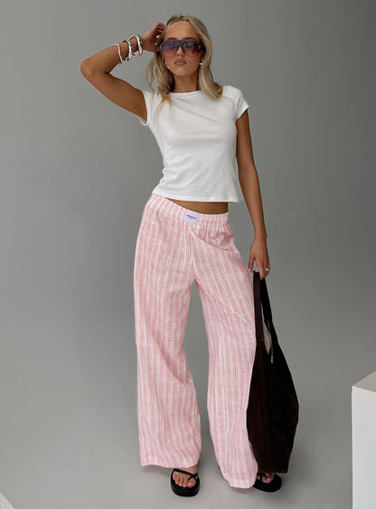 Beach House Pants Pink Stripe