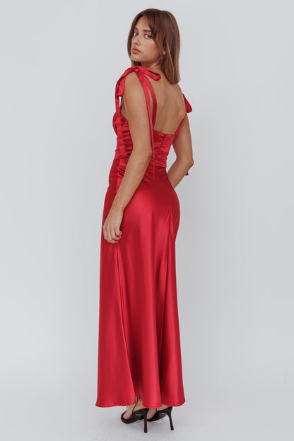 Pennelope Tied Shoulder Maxi Dress Wine