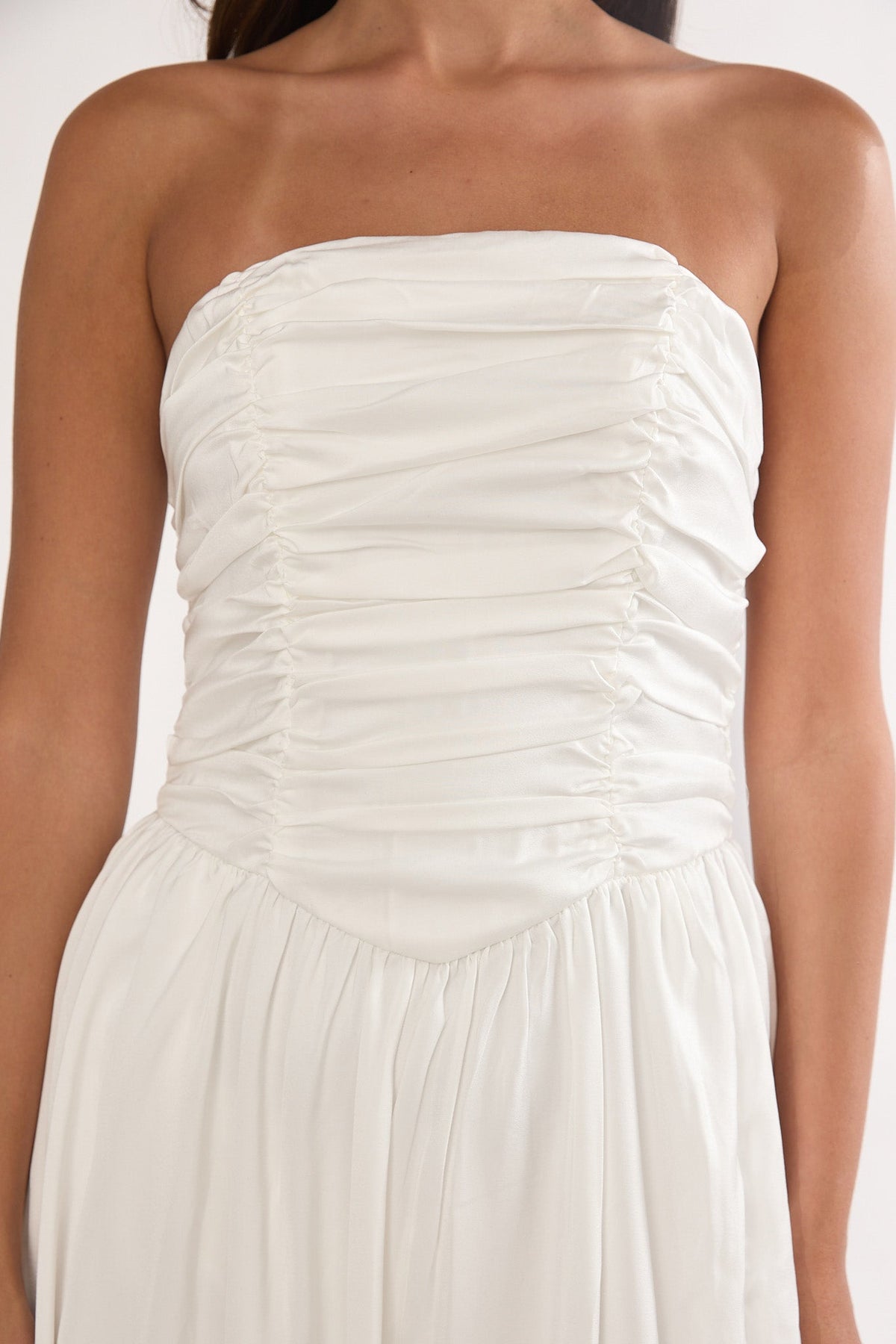 Adalynne Strapless Bow Back Maxi Dress White