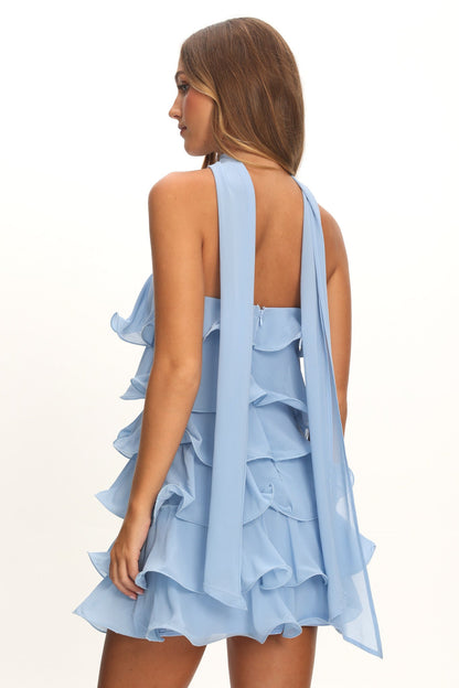 Love Note Strapless Layered Mini Dress Blue