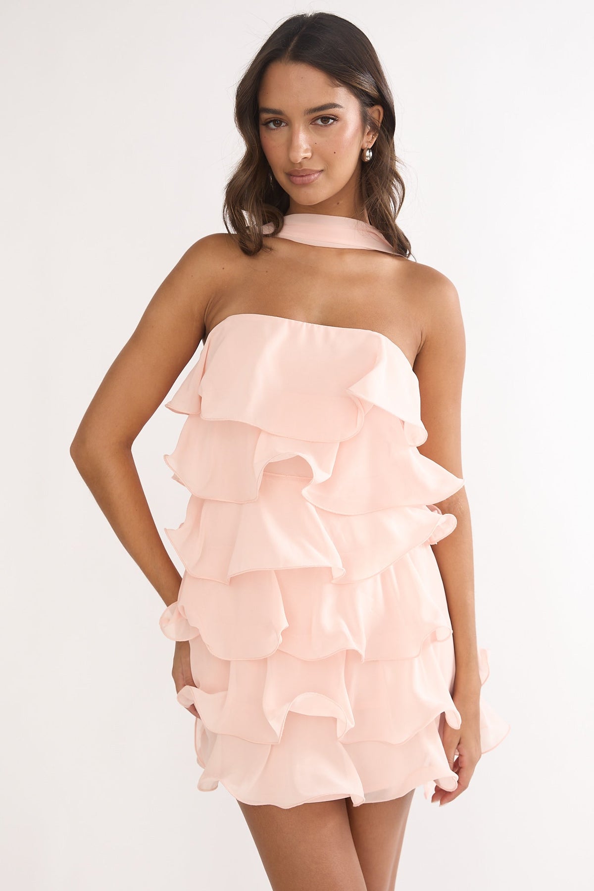 Love Note Strapless Layered Mini Dress Pink