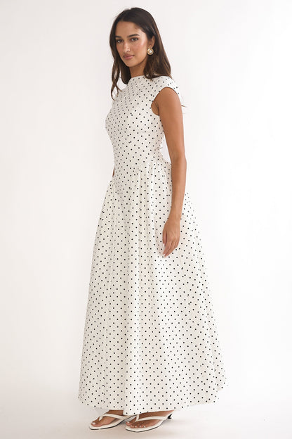 Lynnie Cap Sleeve Maxi Dress Polka Dot