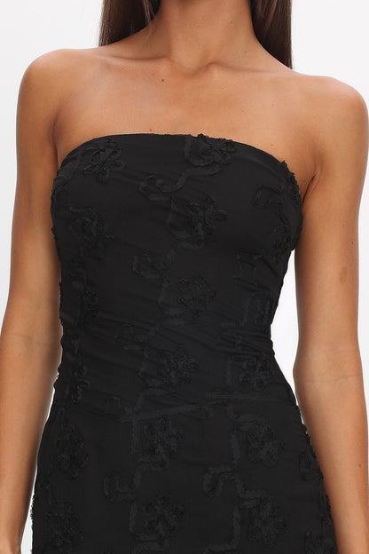 Arlise Strapless Lace Maxi Dress Black