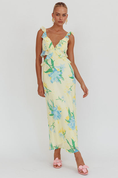 Second Chances Ruffle Trim Maxi Dress Lily Blue