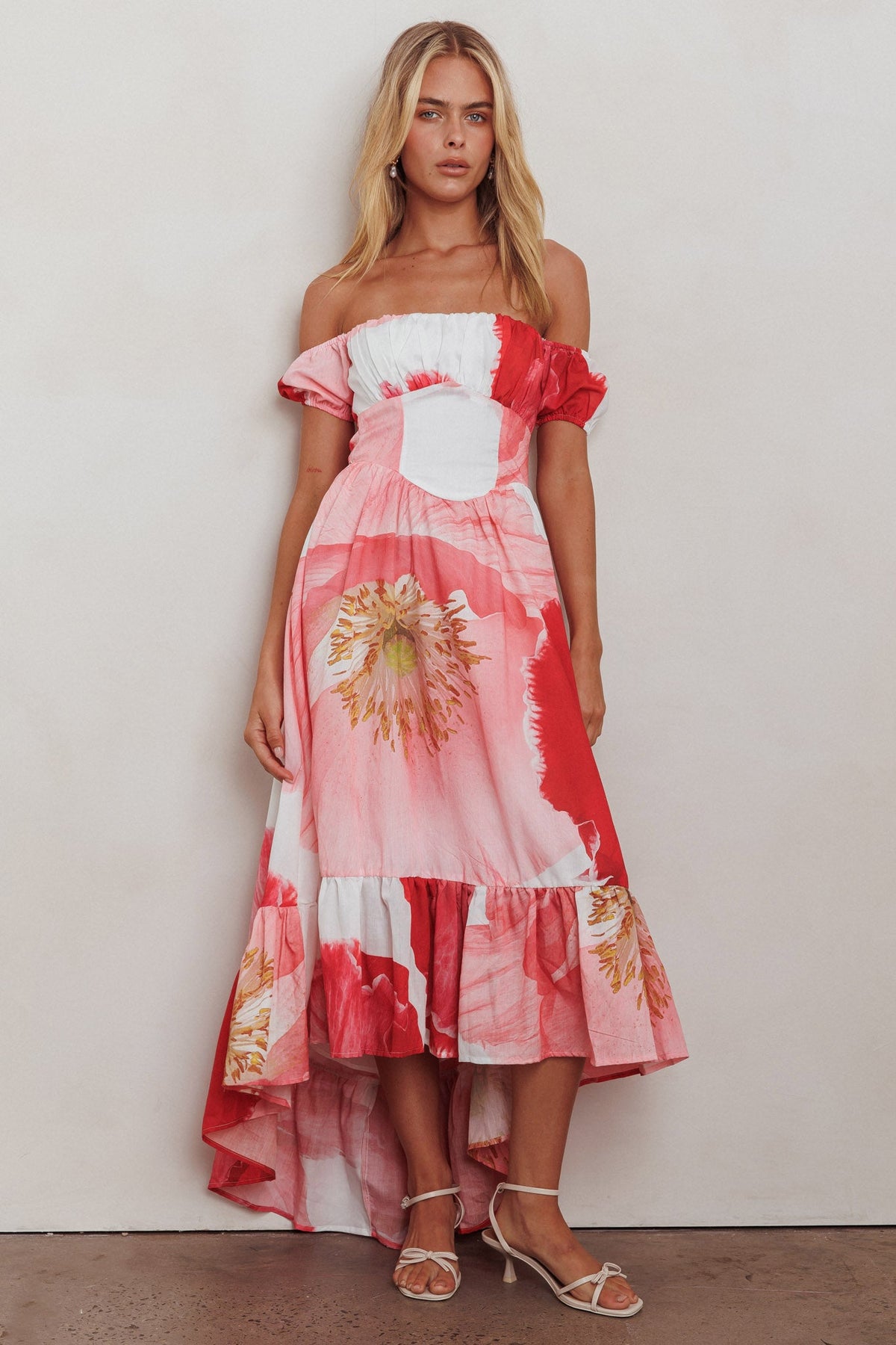 Sunday Mornings Ruched Bust Maxi Dress Floral Blush