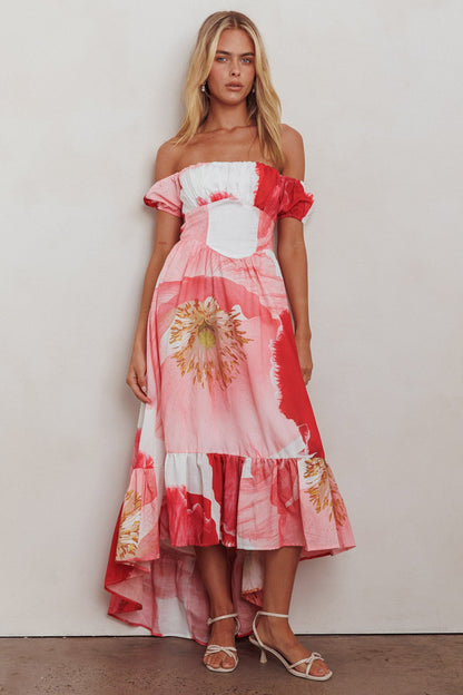 Sunday Mornings Ruched Bust Maxi Dress Floral Blush
