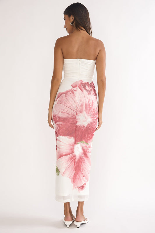 Lahita Strapless Midi Dress Hibiscus Fuchsia