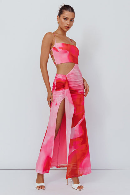 Alejandre Cut-Out Tied Maxi Dress Print Pink