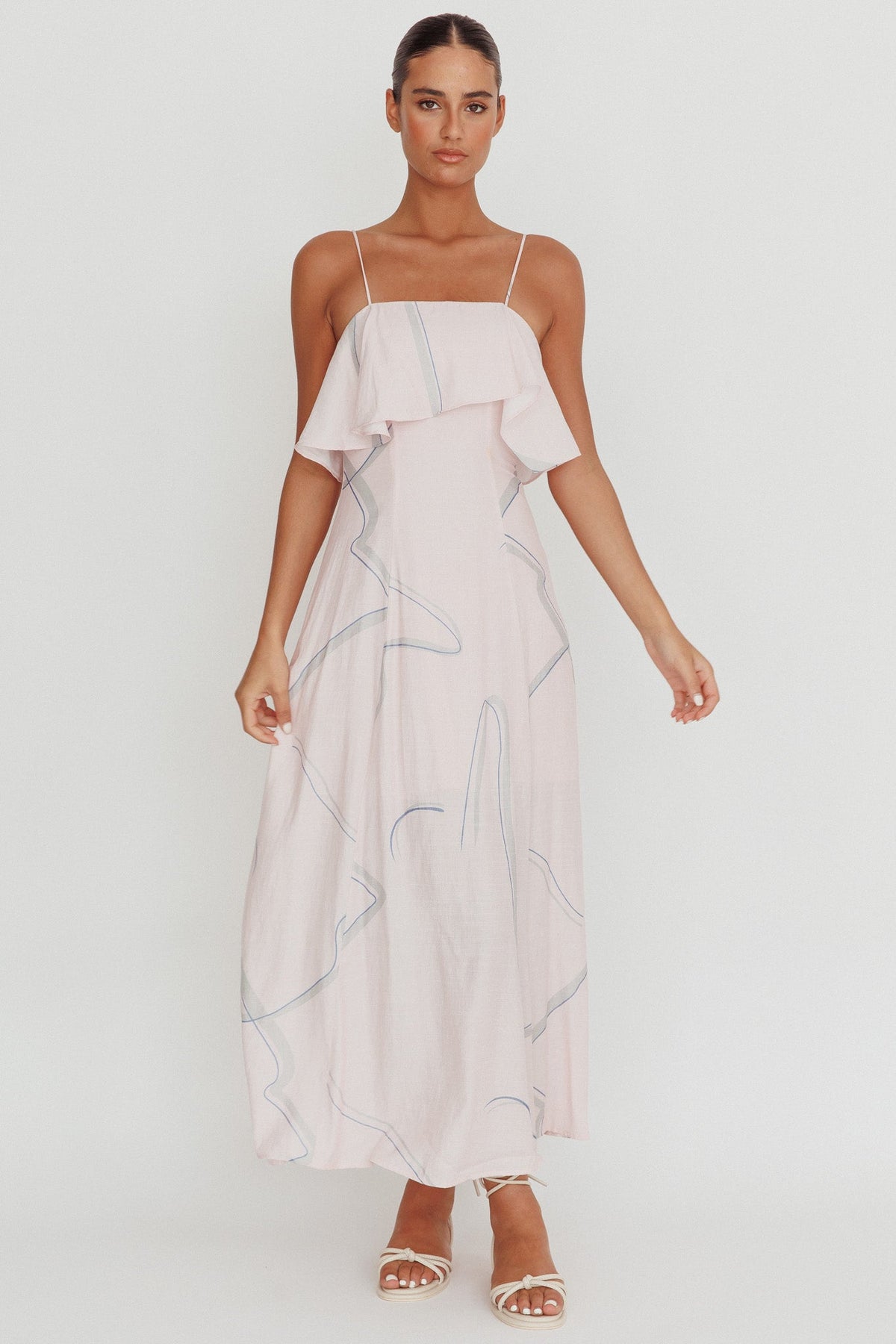 Cressida Line Ruffle Maxi Dress Pink