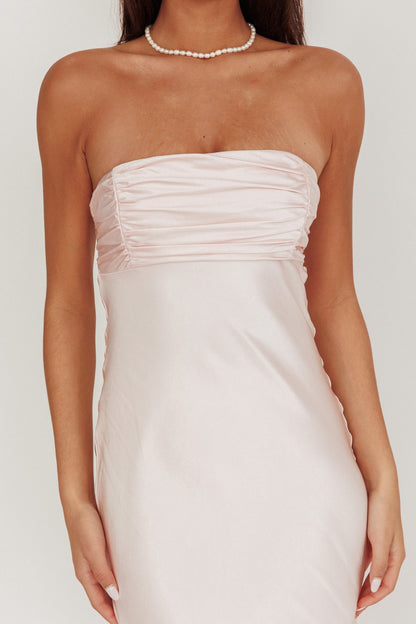 Moon Song Strapless Laced Back Dress Blush
