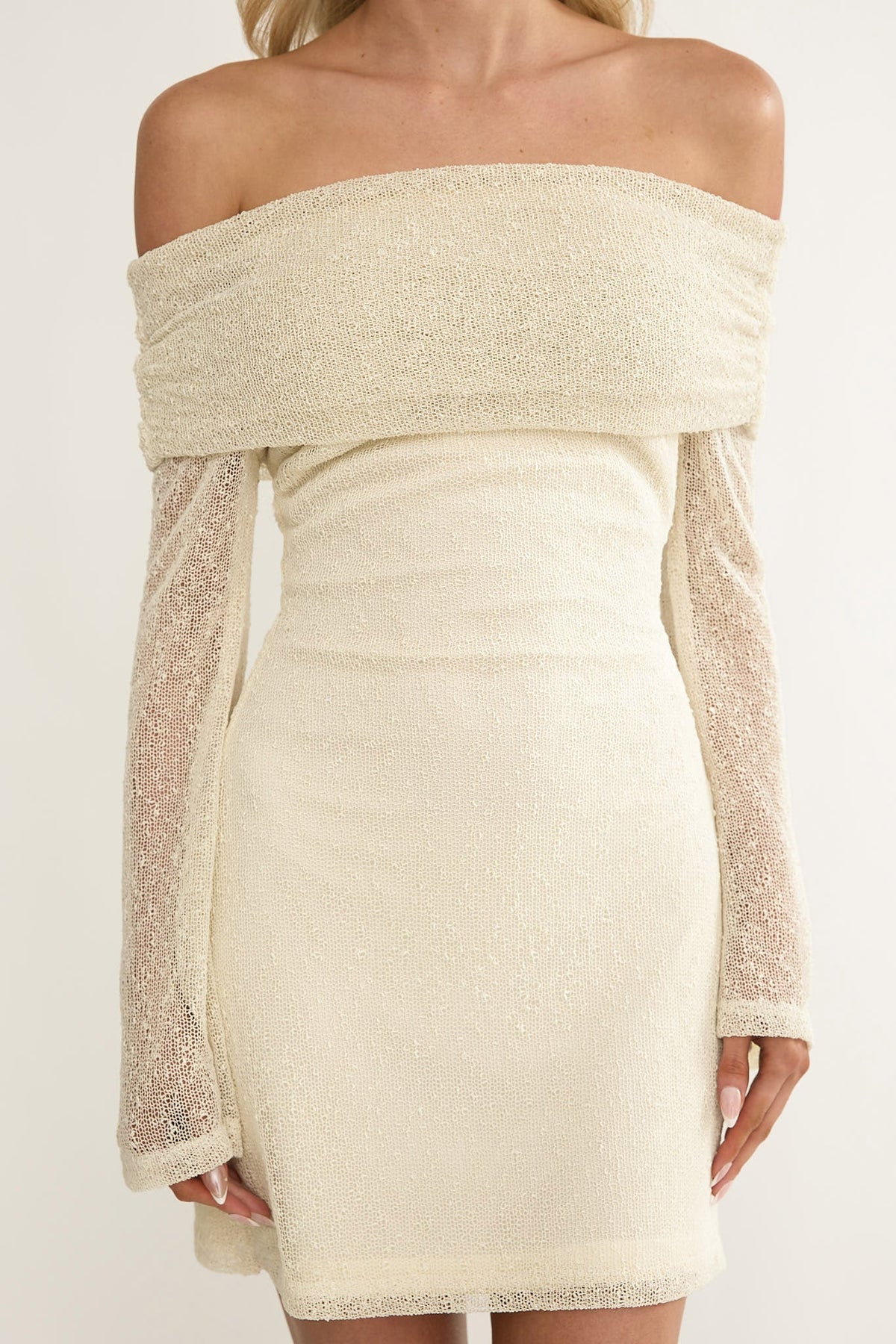Alivya Off-Shoulder Knit Mini Dress Butter