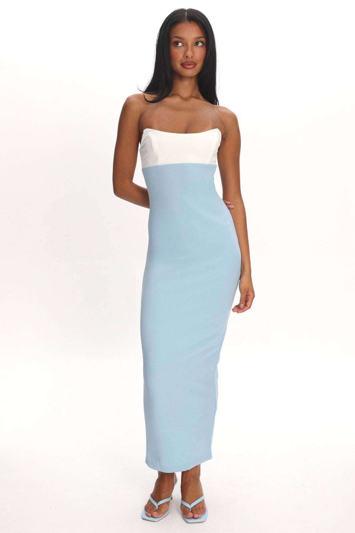 Regent Strapless Maxi Dress Contrast Blue