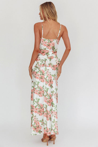 Jerica Ruffle Waist Maxi Dress Floral Blush