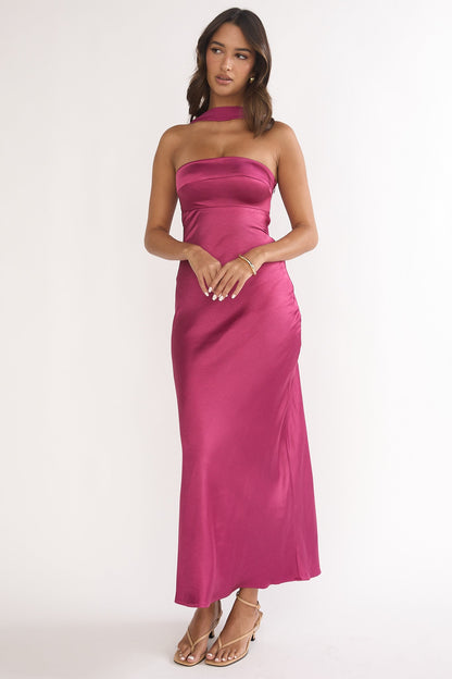 Lior Detachable Shoulder Maxi Dress Burgundy