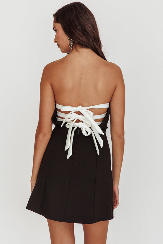 Ginger Strapless Sweetheart Mini Dress Black