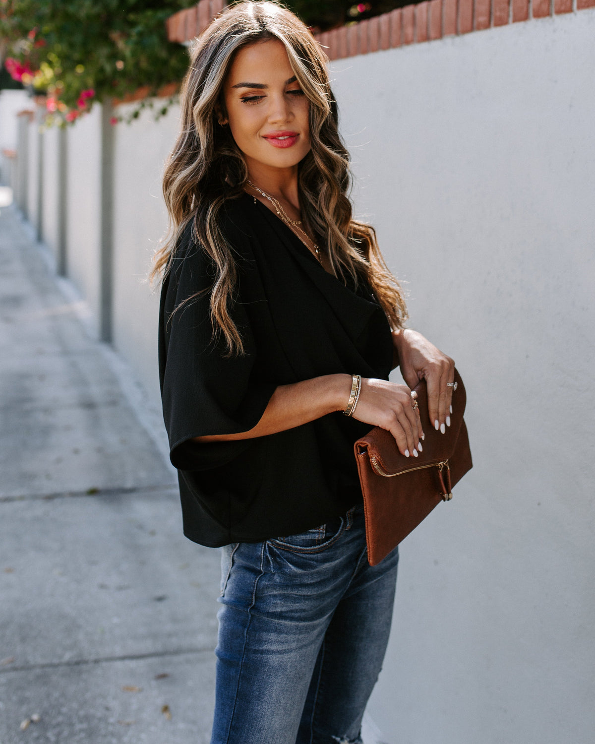 Elton Drape Blouse - Black