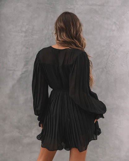 Found Love Pleated Romper - Black
