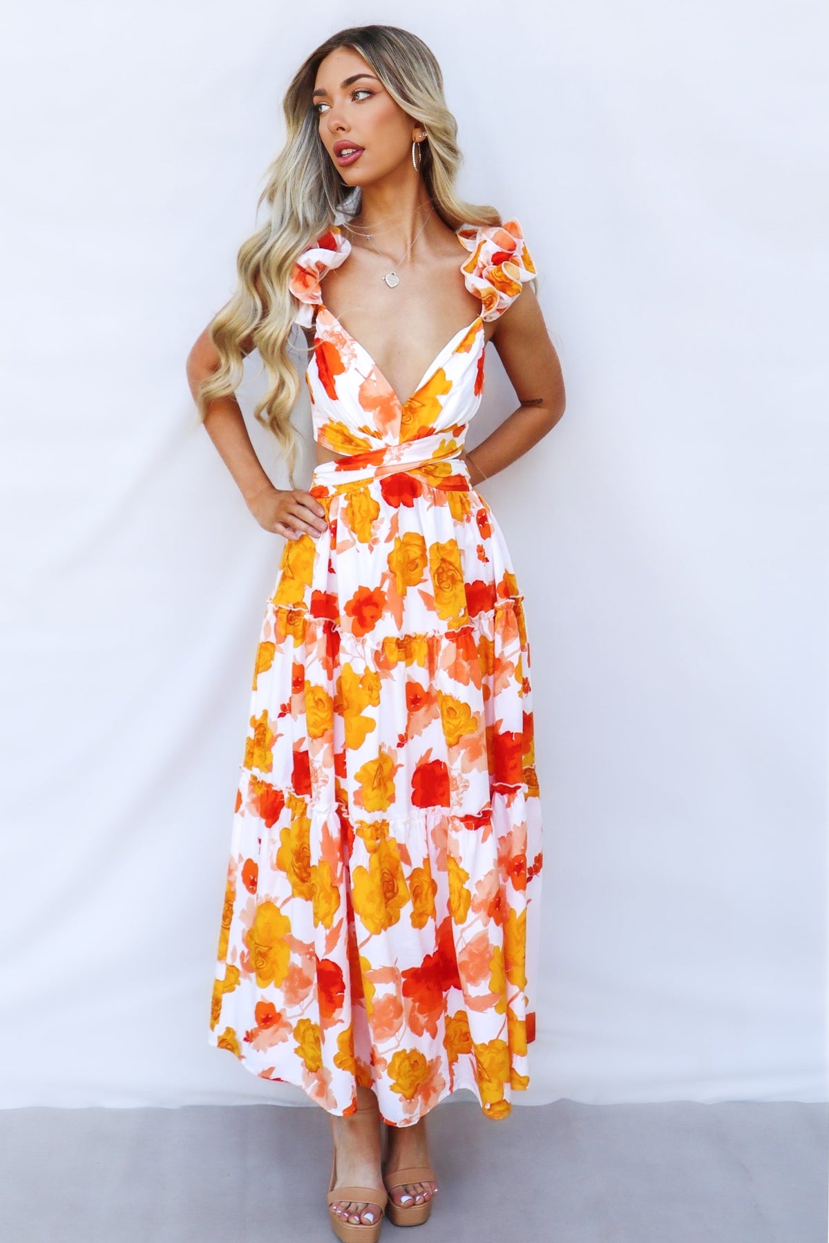 Giselle Maxi Dress - Orange Floral