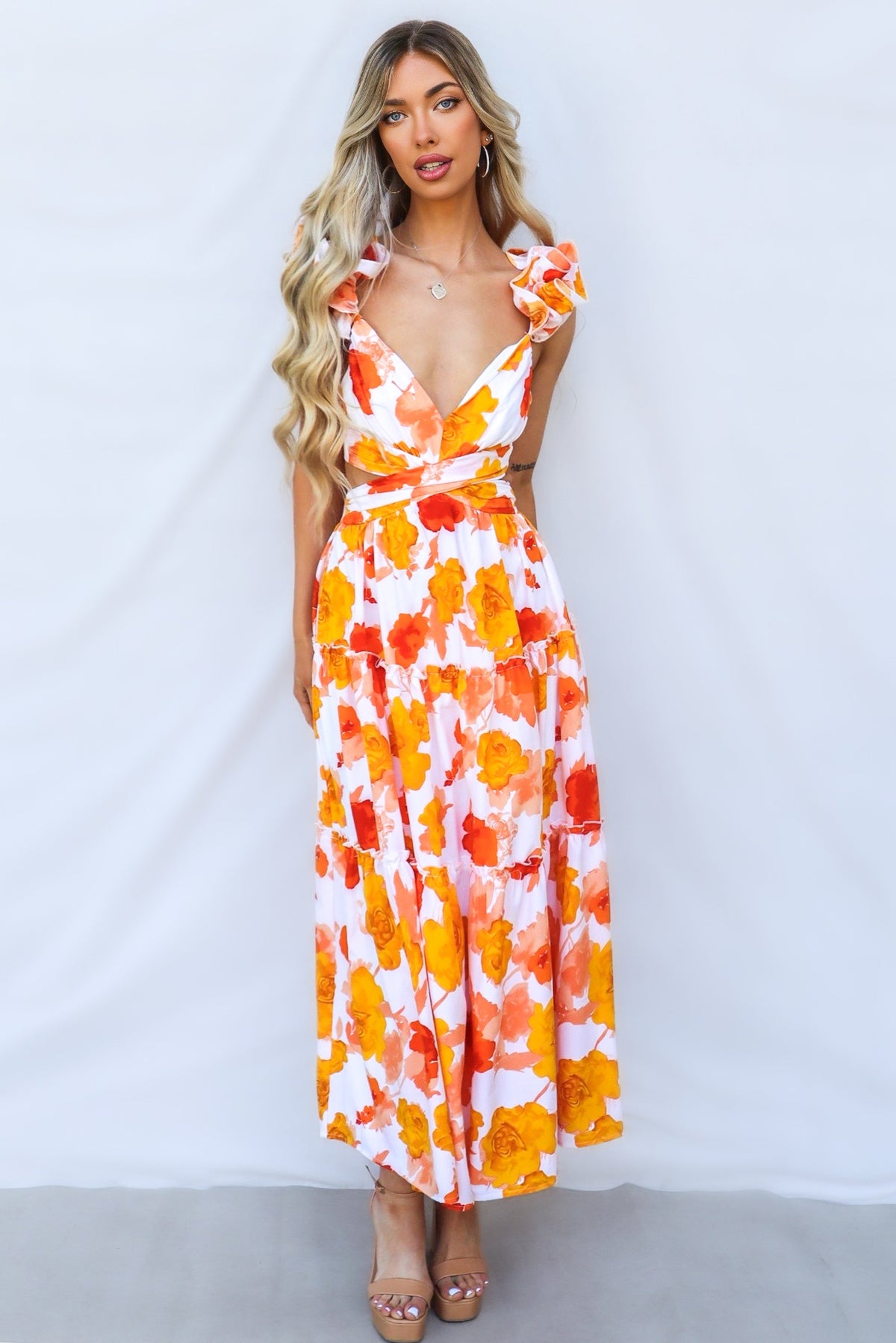 Giselle Maxi Dress - Orange Floral