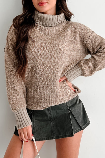 Cabin Cutie Cowl Neck Sweater (Taupe)