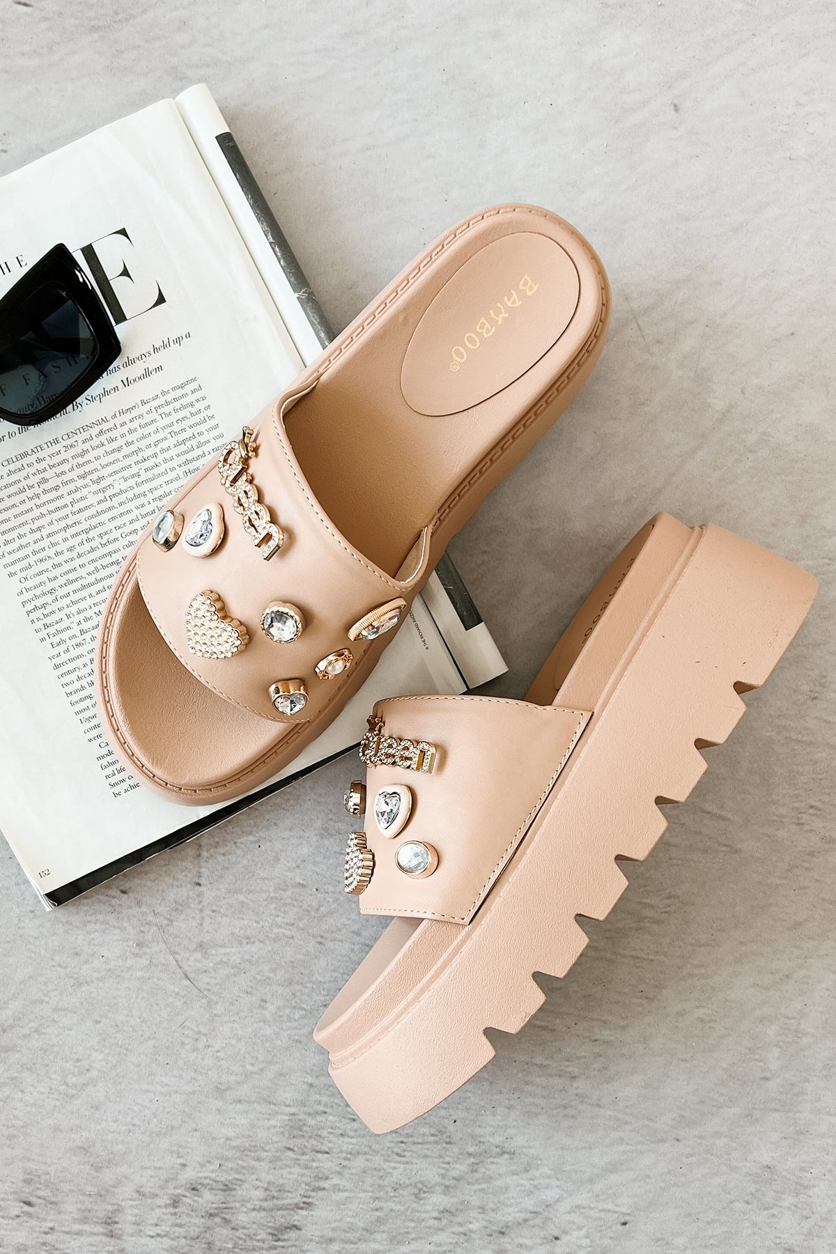 Radiant Bliss Embezzled Platform Sandal (Nude)