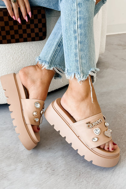Radiant Bliss Embezzled Platform Sandal (Nude)